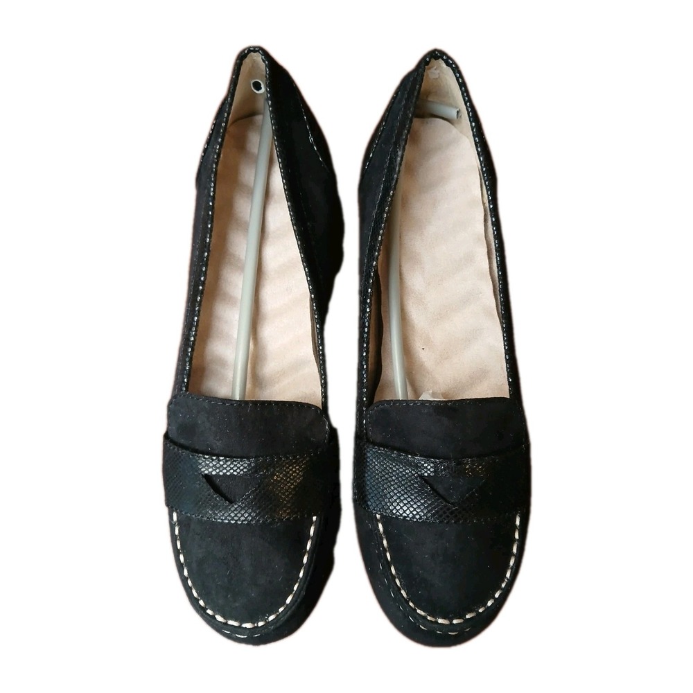 Womens Black Suede Sherpa Slip On Loafers Driving Shoes Size 8 NEW #1171 - Picture 7 of 11